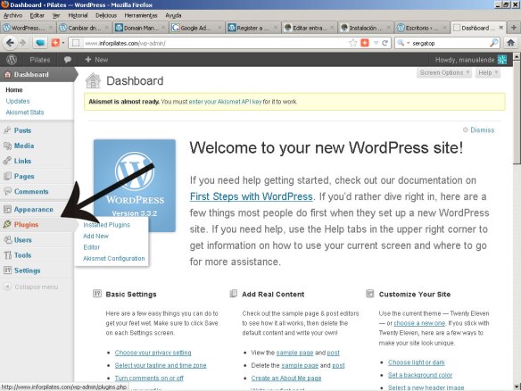Menu plugins de WordPress